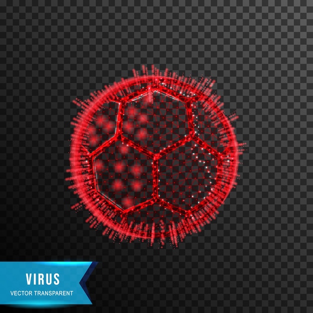 Corona del virus dei batteri dal collegamento dell'illustrazione vettoriale dell'effetto luce punto e linea isolata su sfondo trasparente