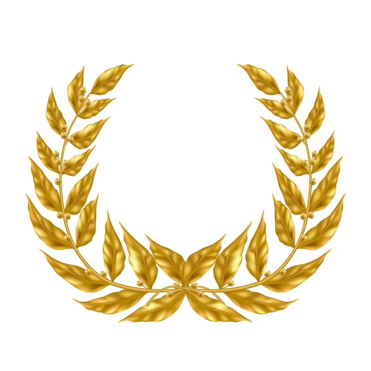 Vettore gratuito corona dorata dell'alloro isolata su fondo bianco.