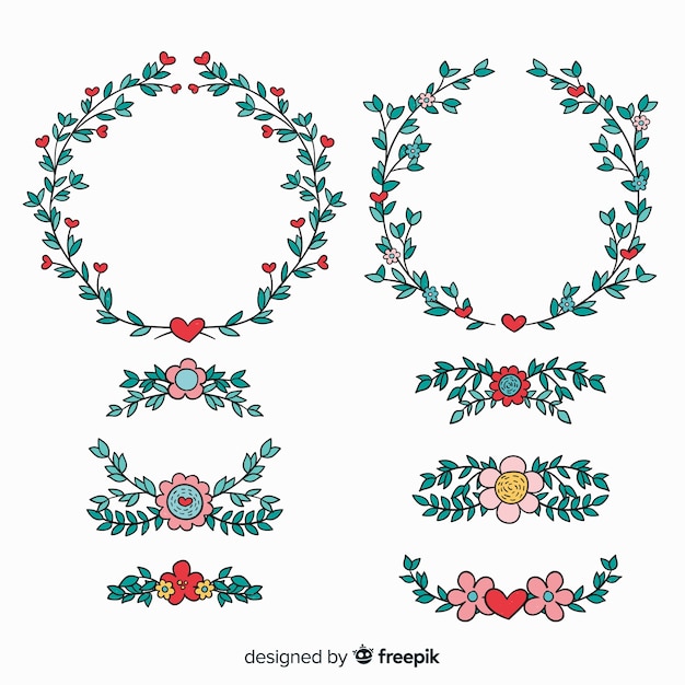 Corona floreale di San Valentino e raccolta di confine