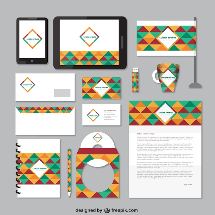 Vettore gratuito corporate identity con mosaico colorato