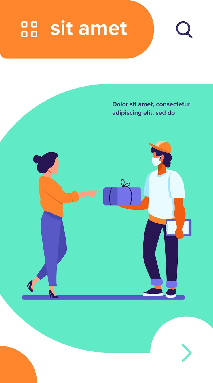 Vettore gratuito corriere consegna pacco al cliente
