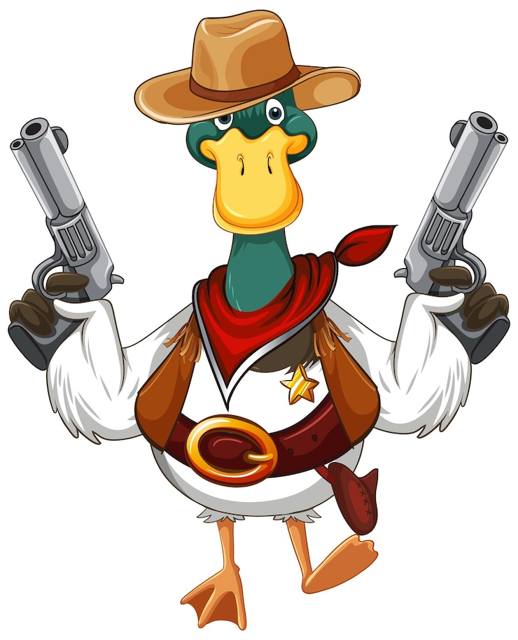 Vettore gratuito costume da cowboy da portare dell'anatra del fumetto