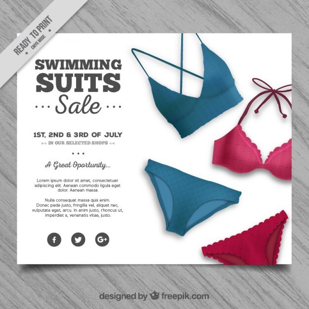 Vettore gratuito costumi da bagno vendita volantino