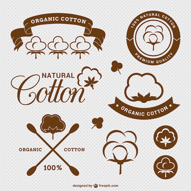 Vettore gratuito cotone naturale etichette pacchetto