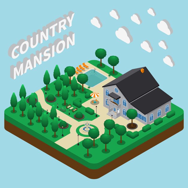 Country Mansion Isometric