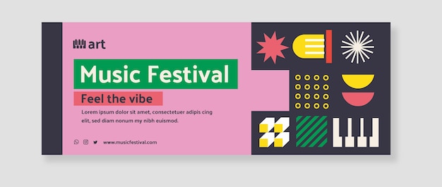 Cover di Facebook del festival musicale Flat Design Mosaic