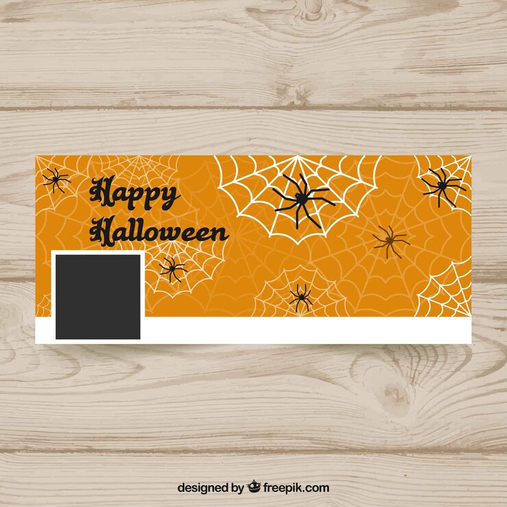 Vettore gratuito cover di facebook di halloween con i ragnatele