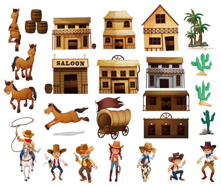 Vettore gratuito cowboy occidentali