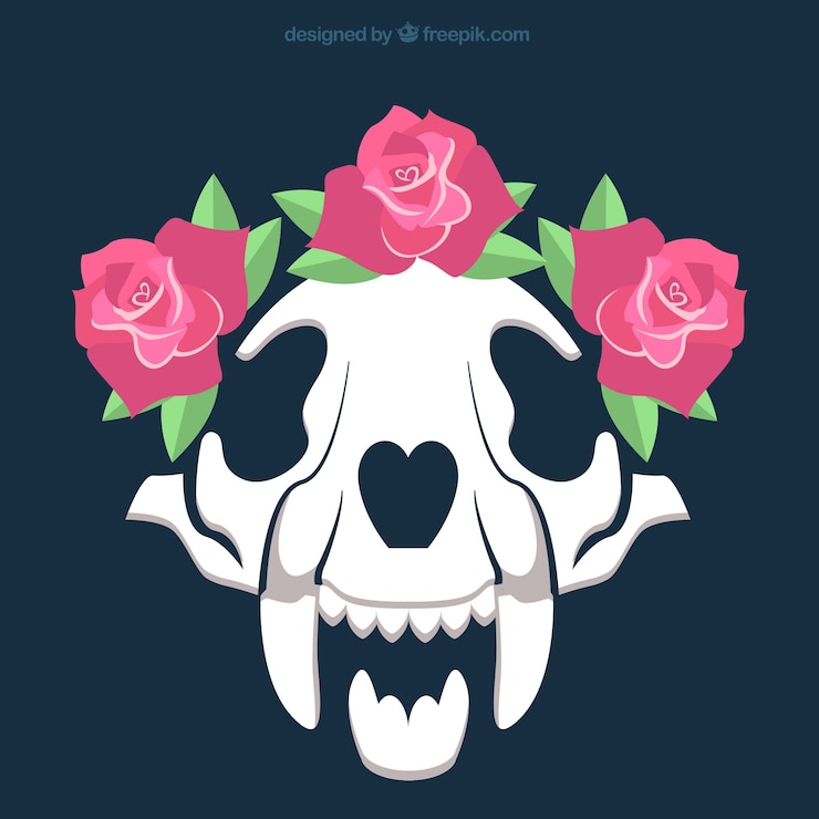 Vettore gratuito cranio con le rose decorative