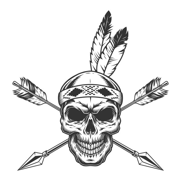 Cranio di guerriero indiano nativo americano