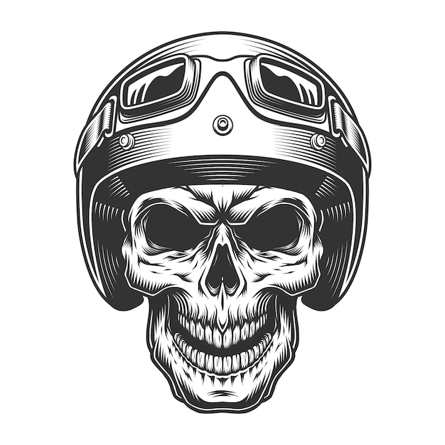 Cranio nel casco da moto