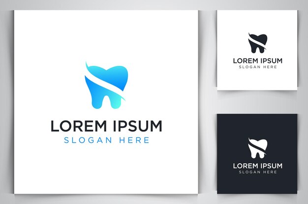 Creative cura dentale concetto Logo Design Template illustrazione vettoriale sfondo isolato