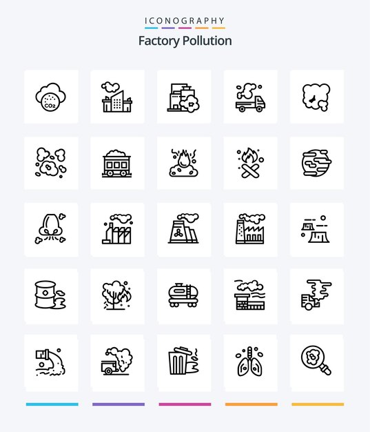 Creative Factory Pollution 25 OutLine icon pack Come polvere pm inquinamento camion ambiente aria
