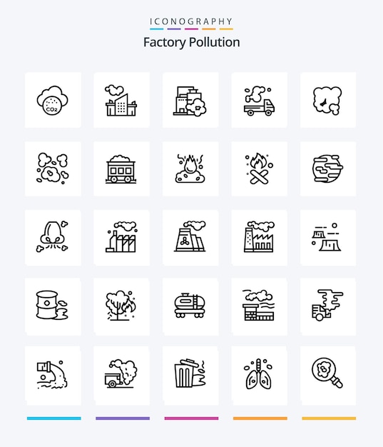 Creative Factory Pollution 25 OutLine icon pack Come polvere pm inquinamento camion ambiente aria