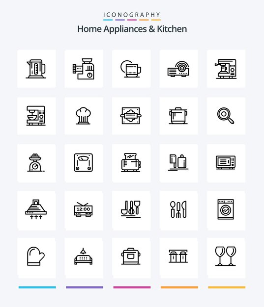 Creative Home Appliances And Kitchen 25 OutLine icon pack Come il tè dell'hotel del manuale di servizio della cucina