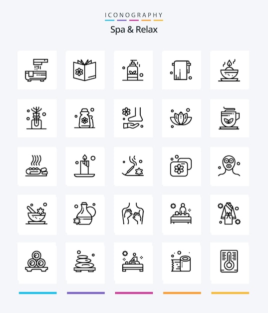 Creative Spa And Relax 25 OutLine icon pack Come spa impara la bellezza dell'olio