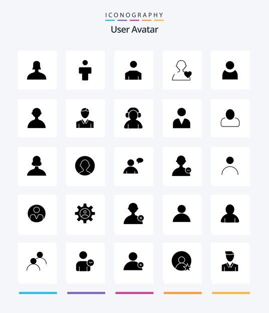 Creative User 25 Glyph Solid Black icon pack Come avatar man love human basic