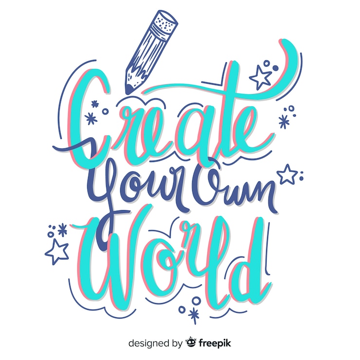 Vettore gratuito creatività lettering disegno disegnato a mano