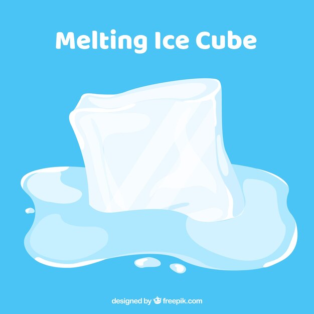 Cubetto di ghiaccio di fusione con stile disegnato a mano