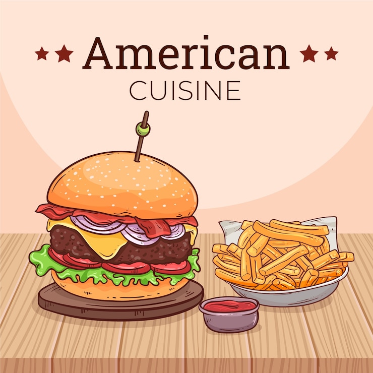 Vettore gratuito cucina americana disegnata a mano