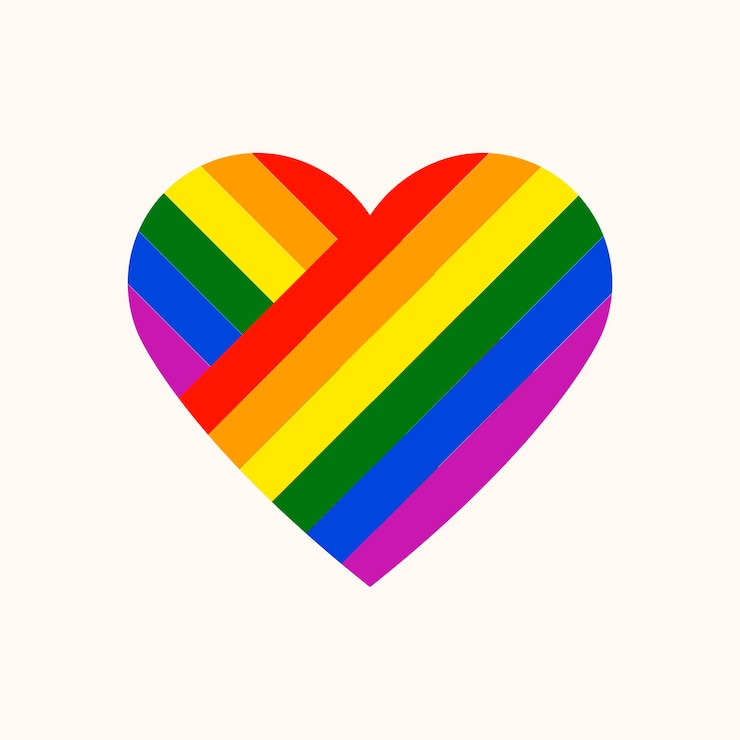 Vettore gratuito cuore arcobaleno, vettore dell'icona del mese dell'orgoglio lgbt