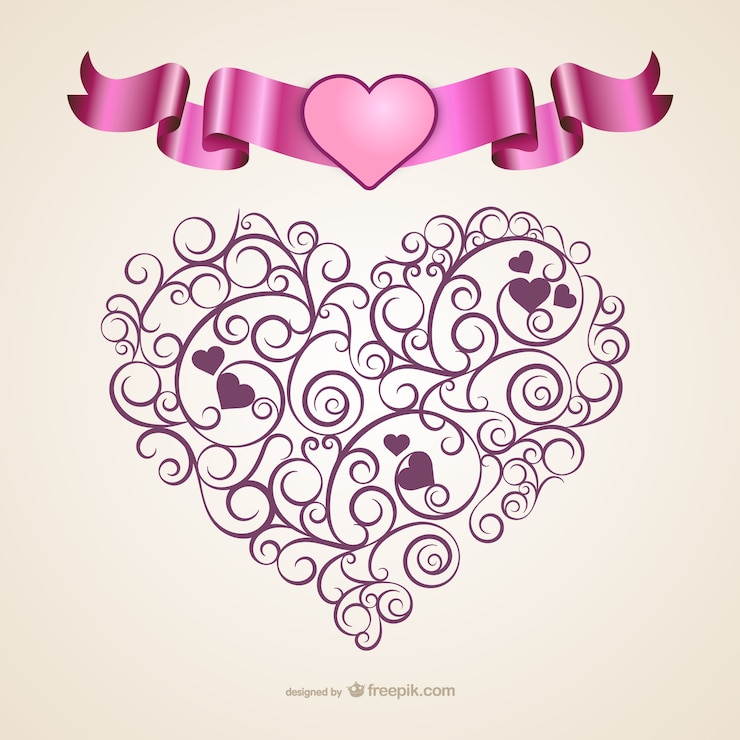Vettore gratuito cuore calligrafico