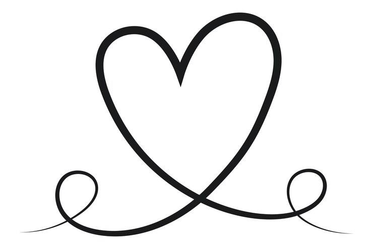 Vettore gratuito cuore di linea disegnata a mano curley