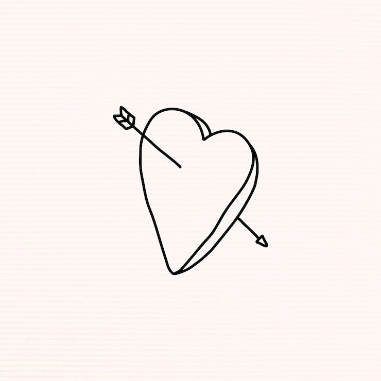 Vettore gratuito cuore disegnato a mano con una freccia su un vettore di fondo beige