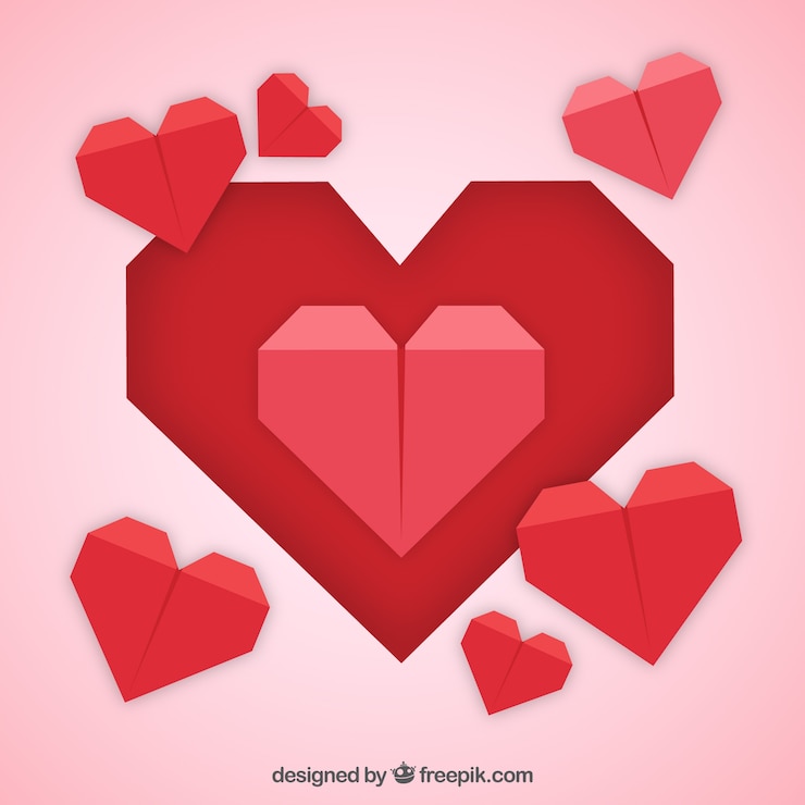 Vettore gratuito cuori di carta rossa