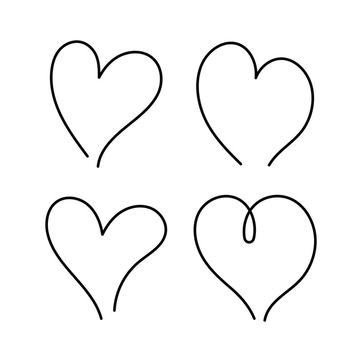 Vettore gratuito cuori doodle di colore nero