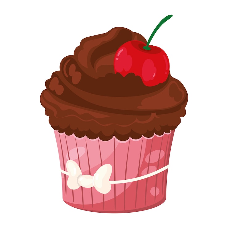 Vettore gratuito cupcake con il disegno dell'icona della ciliegina