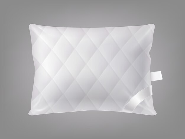Cuscino quadrato comodo cucito realistico 3d. Modello, mock up di cuscino bianco soffice
