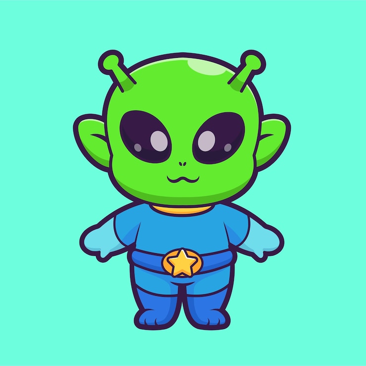 Vettore gratuito cute alien standing cartoon vector icon illustrazione scienza tecnologia icon vettore piatto isolato