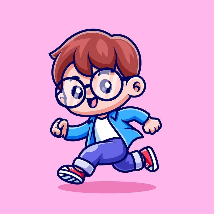 Vettore gratuito cute boy running cartoon vector icon illustration people holiday icon isolato flat vector