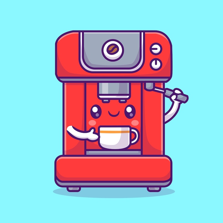Vettore gratuito cute coffee machine pod and cup cartoon vector icon illustrazione tecnologia delle bevande isolata piatta