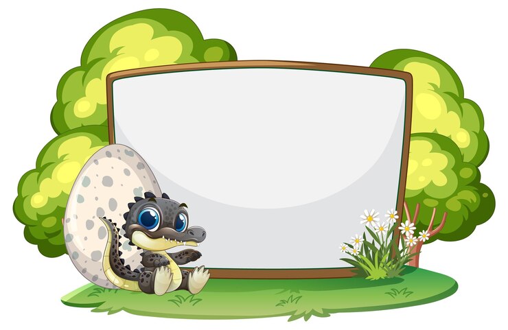 Vettore gratuito cute dinosaur with blank signboard
