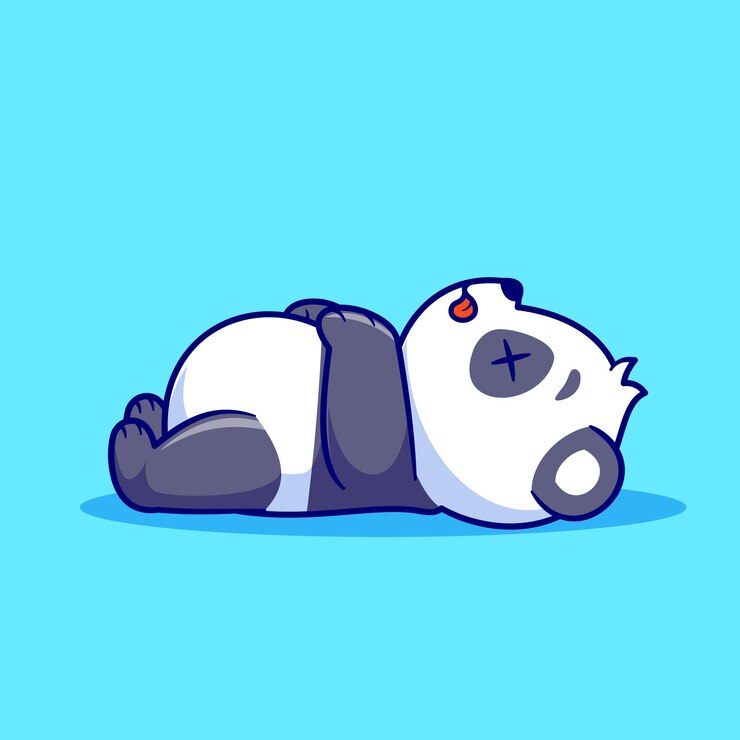 Vettore gratuito cute panda dead cartoon vector icon illustration animal nature icon isolato flat vector