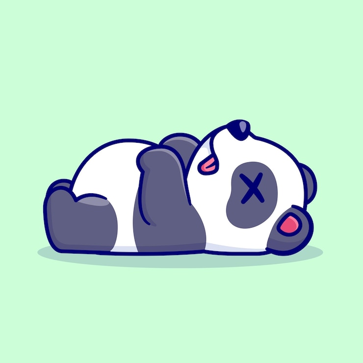 Vettore gratuito cute panda sleeping cartoon vector icon illustration animal nature icon isolato flat vector