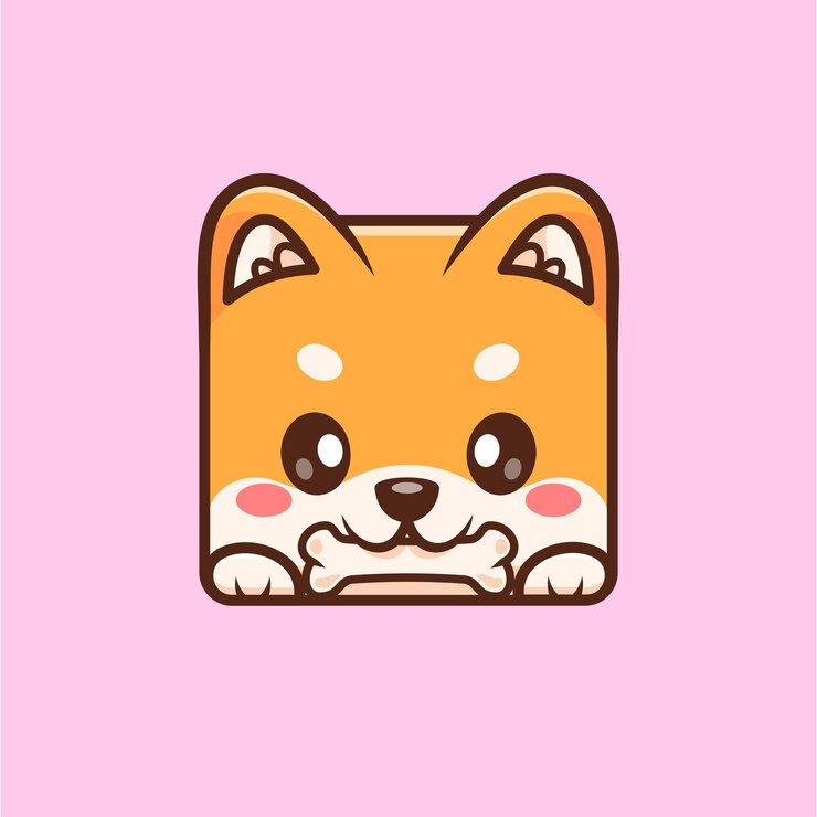 Vettore gratuito cute shiba inu dog bite bone cartoon vector icon illustration animal nature isolated flat vector