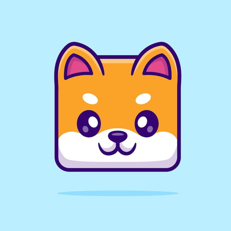Vettore gratuito cute shiba inu dog head cartoon vector icon illustrazione animale natura icon vector piatto isolato
