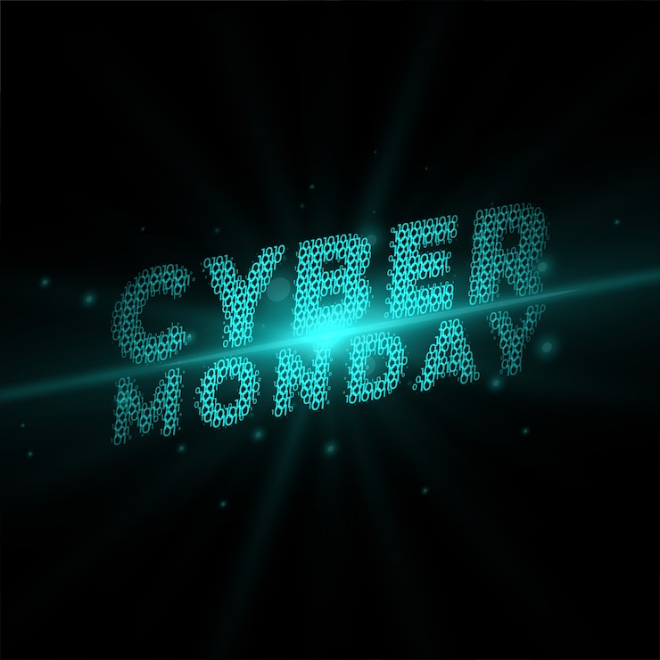 Vettore gratuito cyber lunedì scritto in banner in stile tecnologico
