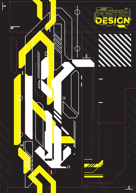 Cyberpunk retrò poster futuristico illustrazione vettoriale