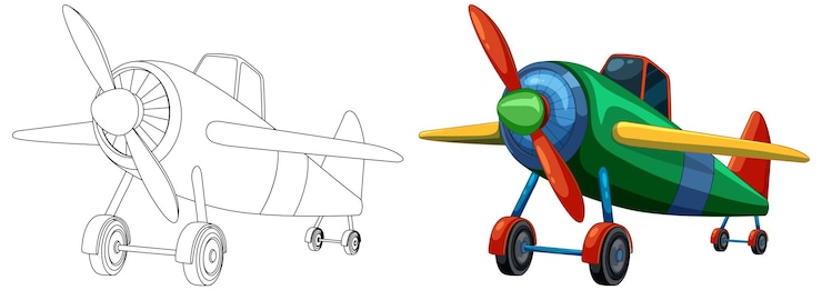 Vettore gratuito dallo schizzo all'aereo vettoriale colorato
