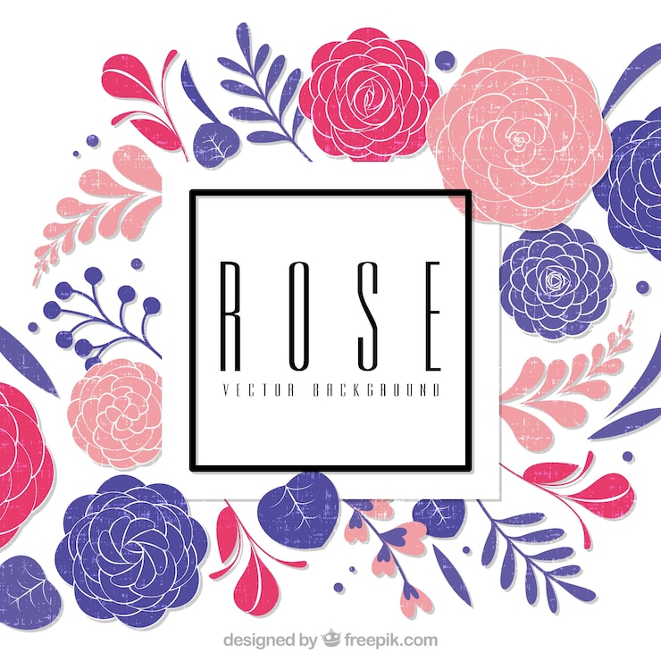 Vettore gratuito decorative rose disegnate a mano di fondo