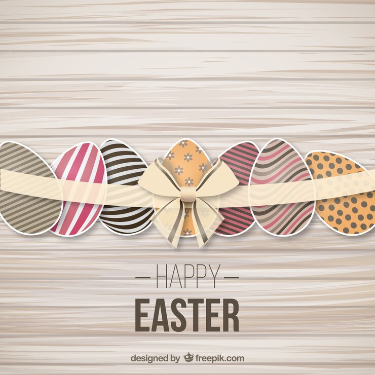 Vettore gratuito decorato uova di pasqua con un nastro