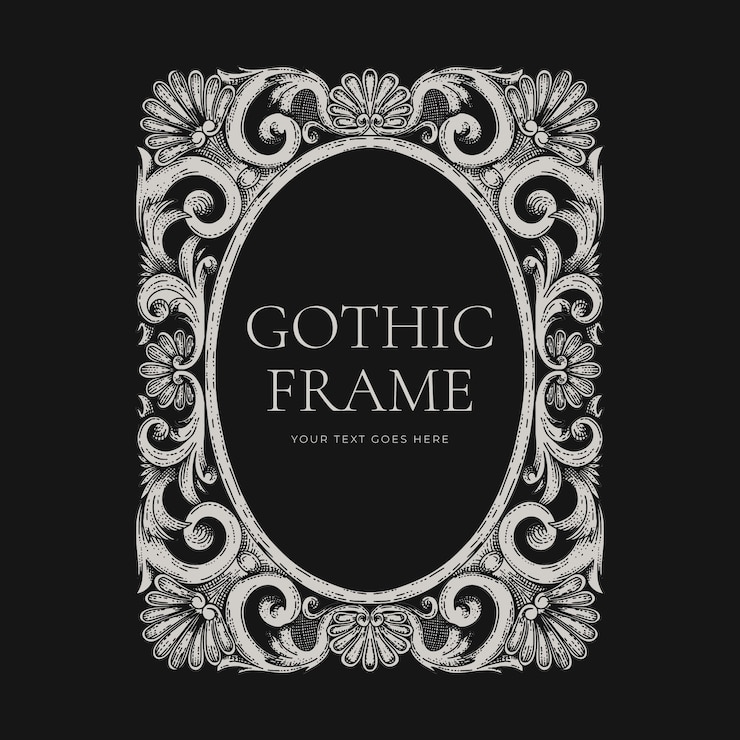 Vettore gratuito decorazione cornice gotica disegnata a mano