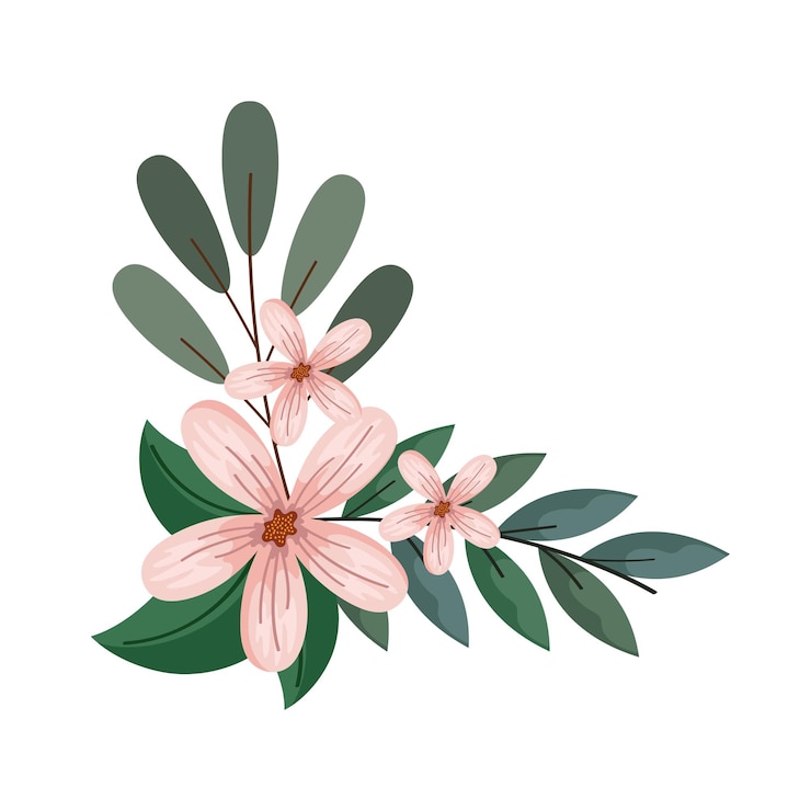 Vettore gratuito decorazione floreale con cornice angolare