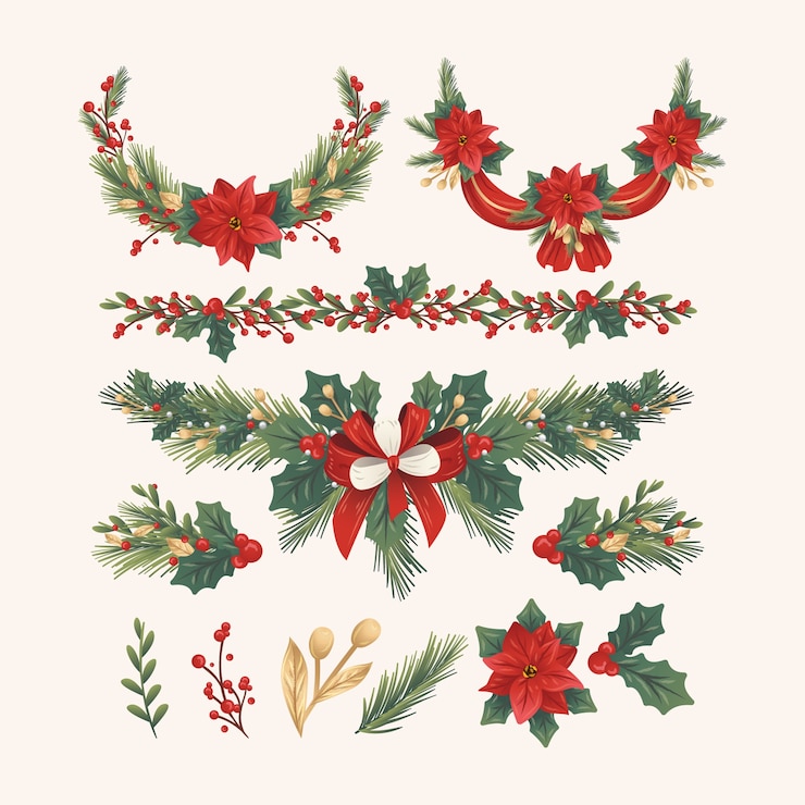 Vettore gratuito decorazione natalizia disegnata a mano