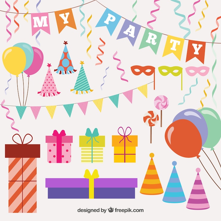 Vettore gratuito decorazione per feste di compleanno