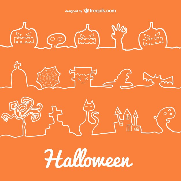 Decorazioni di Halloween linea icone